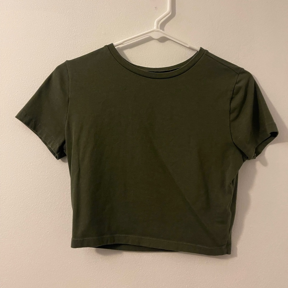 Plain cropped cotton T shirt